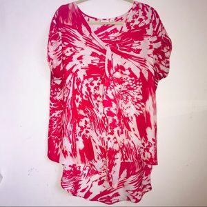 Cato blouse top 14w 16w short sleeve red white